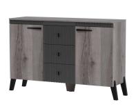 комод Ольга-3 с ножками (дуб делано серый/сильвер пэлас)