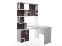 стол письменный с надстройкой угловой Омега-16 анкор светлый/анкор темный