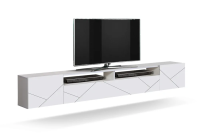 тумба под ТВ Прага (фасад с фрезеровкой) New (белый/ПВХ софт белый 0,3мм)