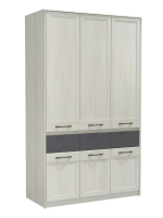 шкаф комбинированный 45.03 Лиана (3-х дверный) ясень анкор светлый / Masa Decor ясень анкор светлый / ПВХ ясень анкор светлый / ПВХ ясень графит / профиль Masa Decor ясень анкор светлый