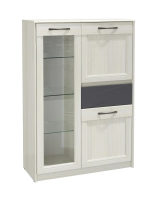 тумба 45.13 Лиана (ясень анкор светлый/Masa Decor ясень анкор светлый / ПВХ ясень анкор светлый / ПВХ ясень графит / профиль: Masa Decor ясень анкор светлый/стекло)