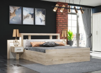 кровать двуспальная Ольга-19 (1400*2000мм, дуб крафт серый/дуб крафт белый)