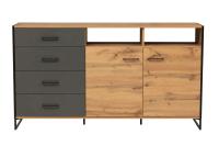 Комод 46.04 Доната (дуб вотан/белый/диамант серый/металл черный)