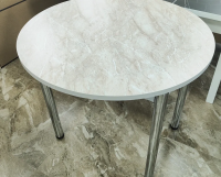 стол круглый раздвижной 22мм хром ноги (бежевый мрамор)