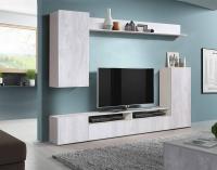 шкаф многоцелевого назначения Прага-3 (фасад ЛДСП) белый/бетон пайн белый