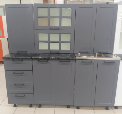 кухонный гарнитур Диана-4 1,6м софт (65 67 48 61 64сс 41) лондон глянец (софт графит) ст кунгур 400+600