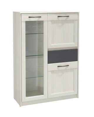 тумба 45.13 Лиана (ясень анкор светлый/Masa Decor ясень анкор светлый / ПВХ ясень анкор светлый / ПВХ ясень графит / профиль: Masa Decor ясень анкор светлый/стекло)