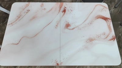 стол прямоугольный раздвижной (стекло + фотопечать) хром ноги (АБ-11)