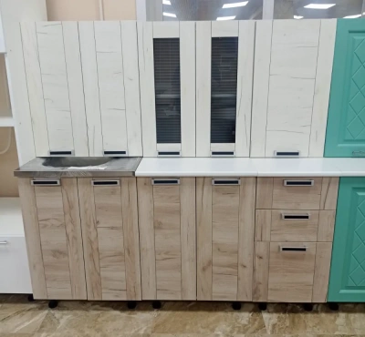 кухонный гарнитур Диана-4 1,6м ЛДСП лофт (67 65 410 61с 61 41) дуб крафт белый/дуб крафт серый