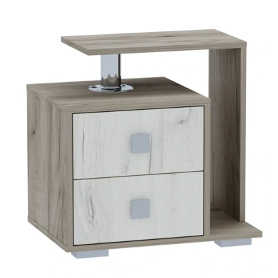 тумба прикроватная Ольга-17 2 ящика (дуб крафт серый/дуб крафт белый)