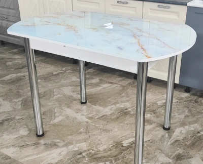 стол европейский раздвижной (стекло + фотопечать) хром ноги (ТМ-11)