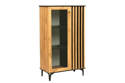 шкаф комбинированный 51.03 Либерти опора h=150мм (дуб вотан/черный/стекло)