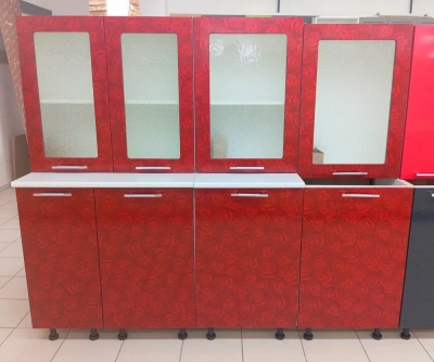 кухонный гарнитур Диана-4 1,8м софт (355 455 55 57 81с 51с 51с) красная роза, ст антарос 800+500