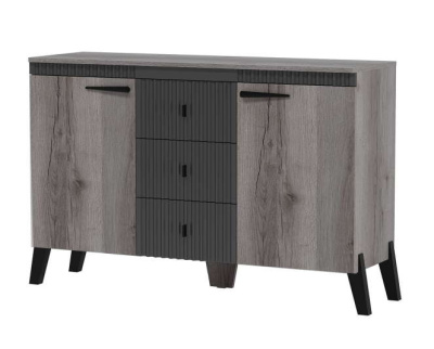 комод Ольга-3 с ножками (дуб делано серый/сильвер пэлас)