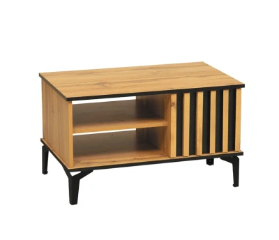 стол журнальный 51.08 Либерти (опора металл h=150мм) дуб вотан / черный / профиль Masa Decor дуб вотан