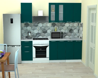 кухонный гарнитур Диана-4 1,6м софт (67 410 65 61 41 61с) изумрудное море
