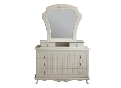 комод Кантри 06.115 (патина) Н (вудлайн кремовый/ПВХ сандал белый/зеркало)