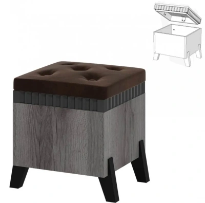 пуф с ножками Ольга-3 дуб делано серый/сильвер пэлас