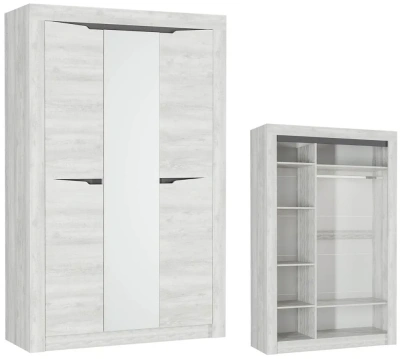 шкаф 3-створчатый Ольга-5 для одежды и белья (бетон пайн светлый/бетон пайн светлый + антрацит)