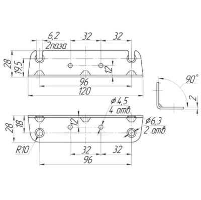 уголок стяжки кроватной СК-1 цинк