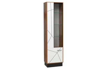 шкаф пенал 54.01 Гамма левый (таксония/черный/ПВХ белый/стекло)