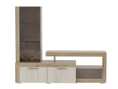 Тумба под телевизор №2 Ольга-19 (дуб крафт серый/дуб крафт белый)