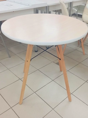 стол круглый (кант) ЛДСП 22 б/пласт дуб выбеленный подстолье Т-8М