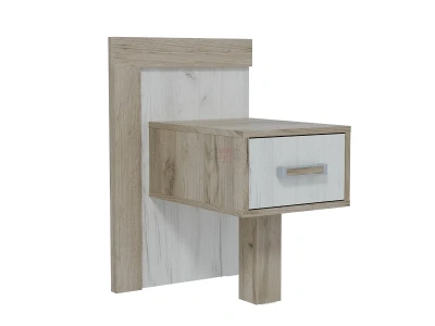 Тумба прикроватная Ольга-19 (1 ящик, дуб крафт серый/дуб крафт белый)
