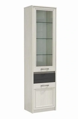 Шкаф-пенал 45.06 Лиана (ясень анкор светлый / Masa Decor ясень анкор светлый / ПВХ ясень анкор светлый / ПВХ ясеь графит / профиль Masa Decor ясень анкор светлый / стекло)