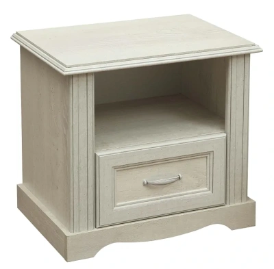 тумба прикроватная 32.17 Сохо (бетон пайн белый / ДВПО белый / профиль бетон пайн белый патина)